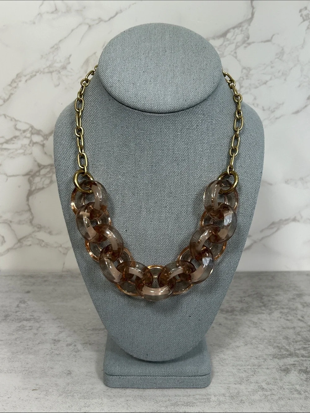 J. Crew Chunky Dusty Rose Acrylic Link Necklace